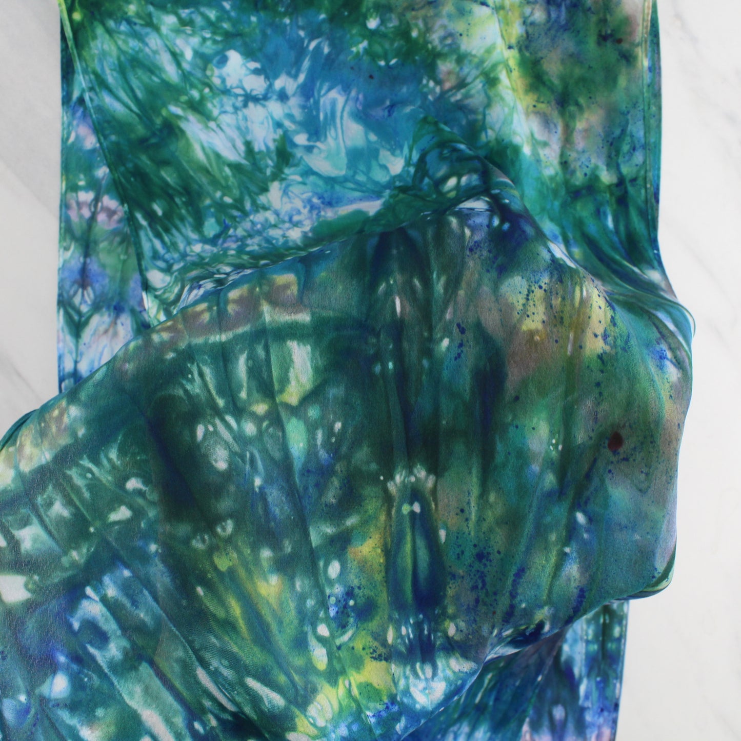 MONET'S WATER LILIES Hand-Dyed Silk Crepe Scarf - 11 x 60 inches