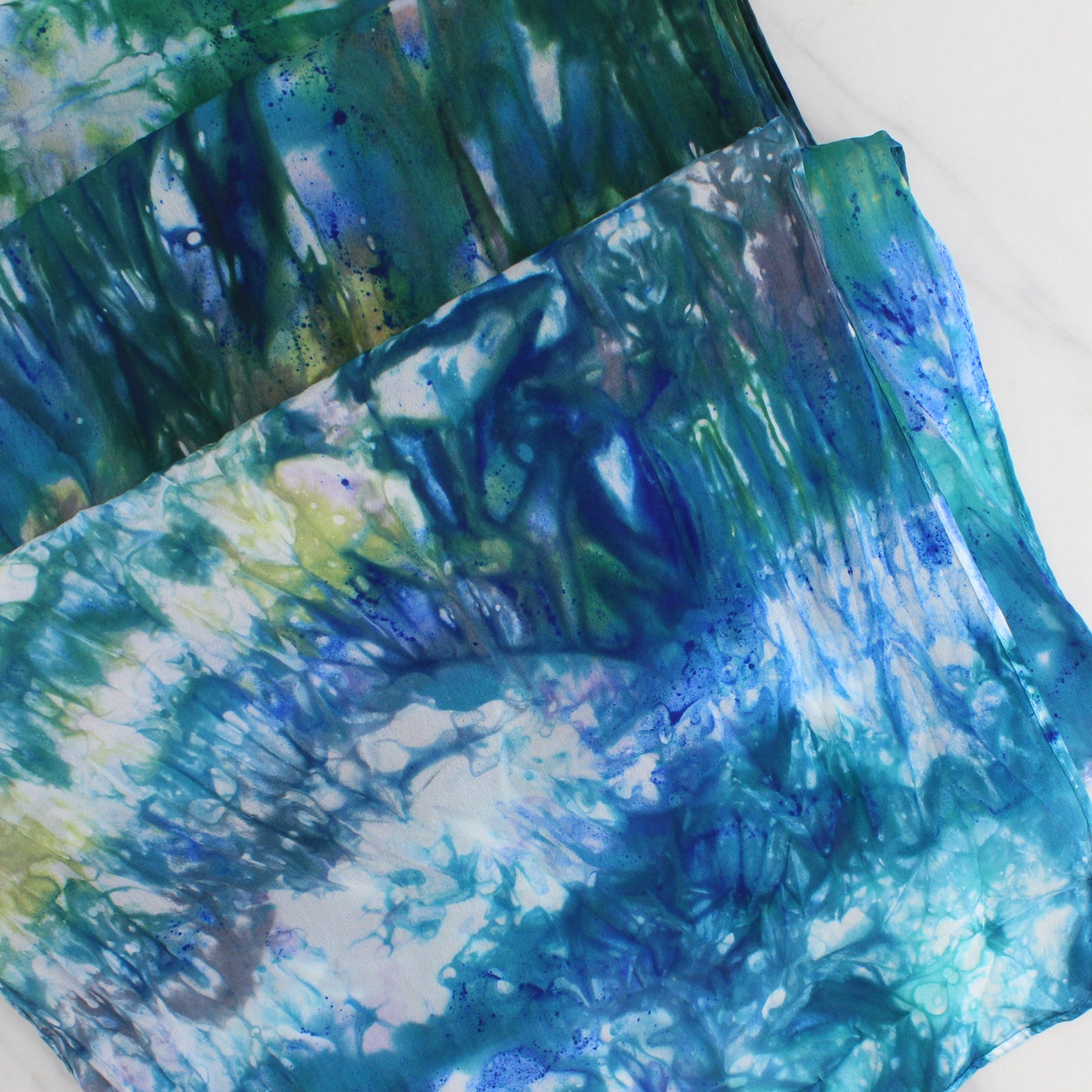 MONET'S WATER LILIES Hand-Dyed Silk Crepe Scarf - 11 x 60 inches