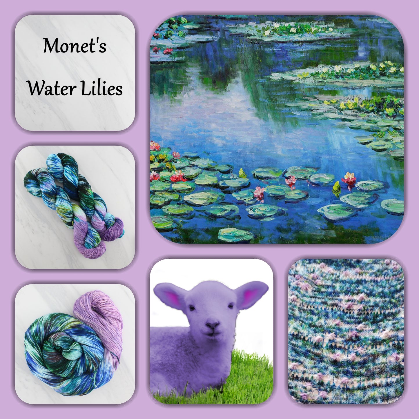 MONET'S WATER LILIES - Yarn Dyed to Order - Assigned Pooling Colorway
