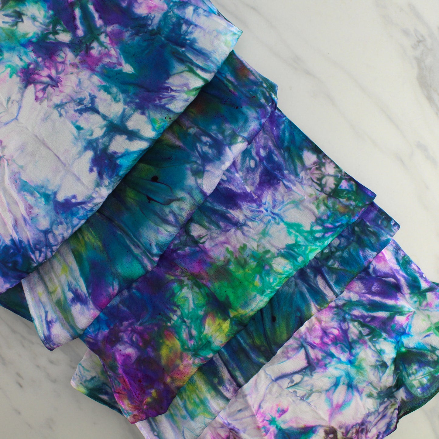 NORTHERN LIGHTS Hand-Dyed Silk Satin Scarf - 11 x 60 inches