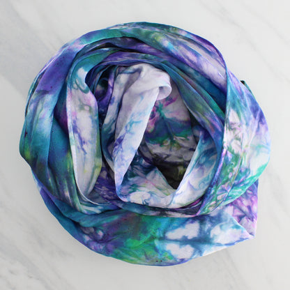 NORTHERN LIGHTS Hand-Dyed Silk Satin Scarf - 11 x 60 inches