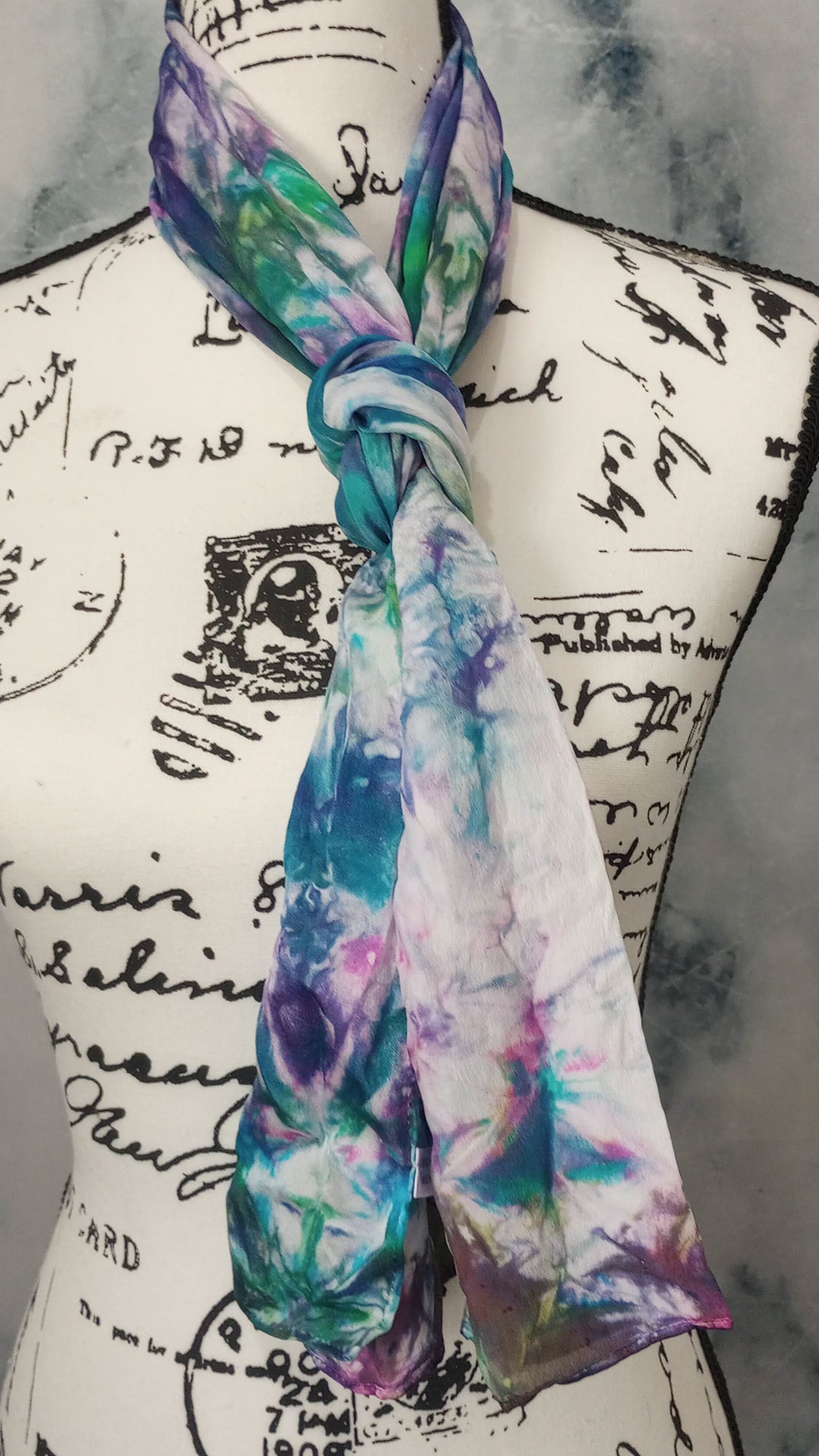 NORTHERN LIGHTS Hand-Dyed Silk Satin Scarf - 11 x 60 inches
