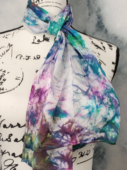 NORTHERN LIGHTS Hand-Dyed Silk Satin Scarf - 11 x 60 inches