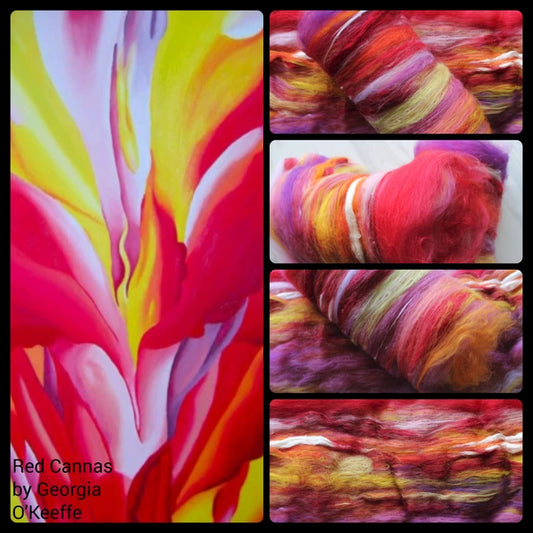 O'KEEFFE'S RED CANNAS Art Batts to Spin and Felt