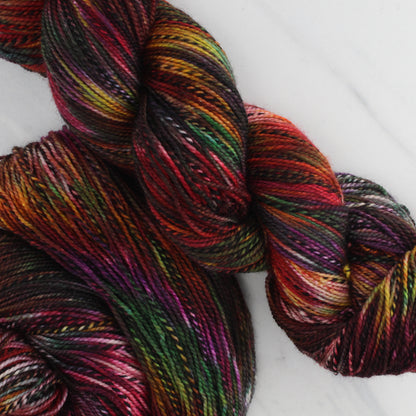 OAK CREEK CANYON Hand Dyed on Stained Glass Fingering - Splashed and Speckled Yarn