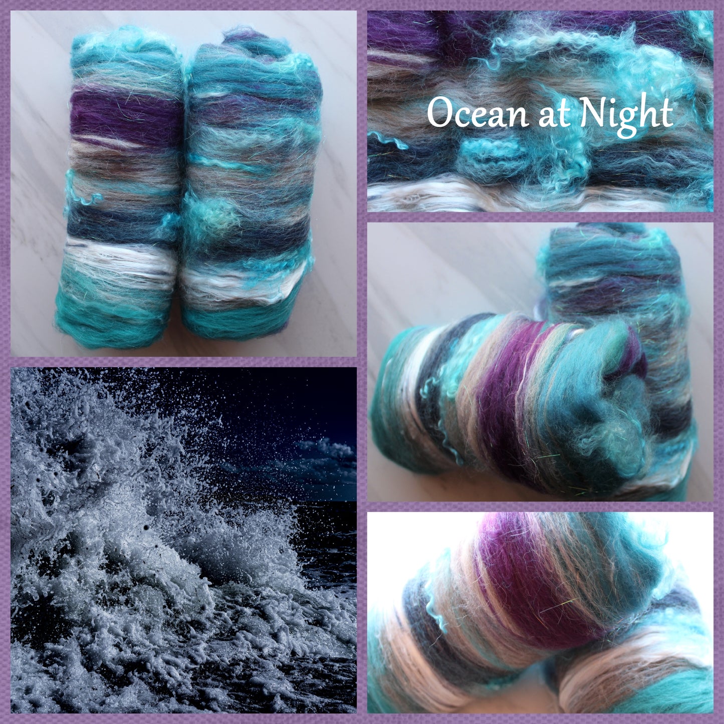 OCEAN AT NIGHT Art Batts to Spin or Felt