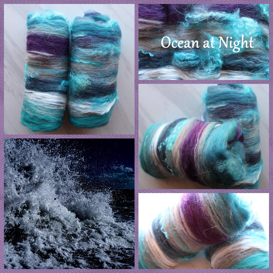 OCEAN AT NIGHT Art Batts to Spin or Felt