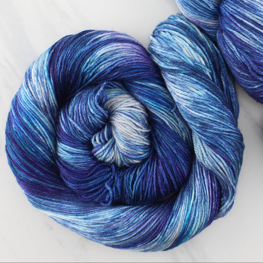 OCEAN AT NIGHT Hand Dyed on So Silky Sock- Splashed & Speckled Colorway