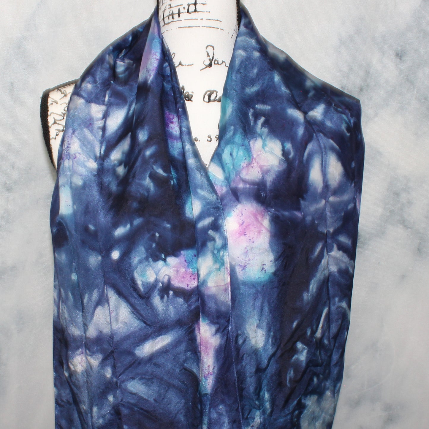 OCEAN AT NIGHT Hand-Dyed Silk Scarf - 11 x 60 inches