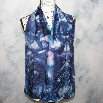 OCEAN AT NIGHT Hand-Dyed Silk Scarf - 11 x 60 inches