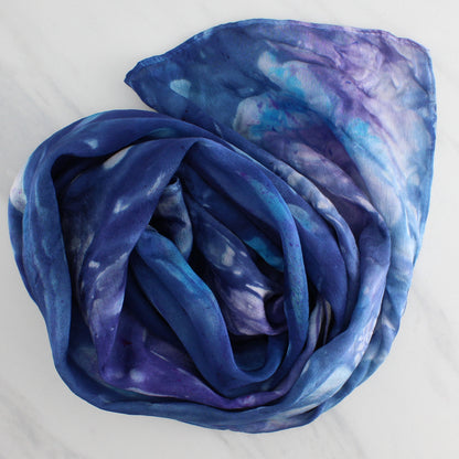 OCEAN AT NIGHT Hand-Dyed Silk Satin Scarf - 11 x 60 inches
