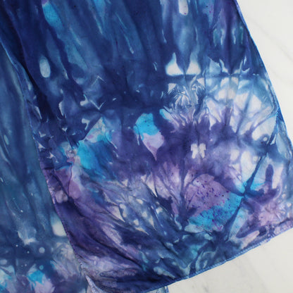 OCEAN AT NIGHT Hand-Dyed Silk Satin Scarf - 11 x 60 inches