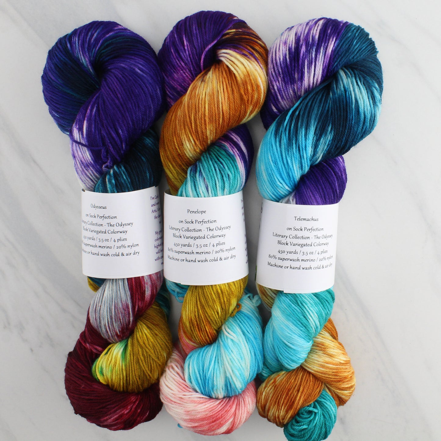 TELEMACHUS Hand Dyed on Sock Perfection - Block Variegated Yarn - Odyssey Collection