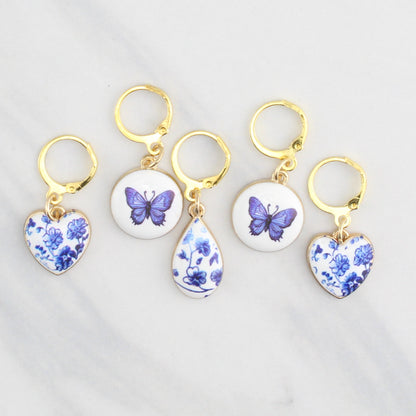 HEARTS AND BUTTERFLIES CERAMIC STITCH MARKER SETS FOR KNITTING AND CROCHET