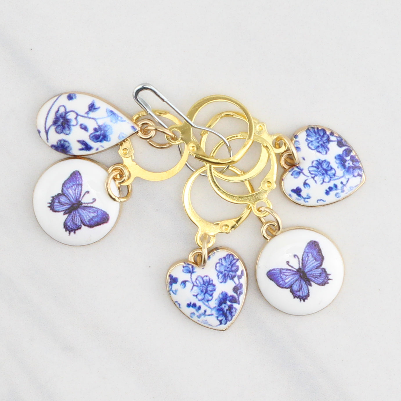 HEARTS AND BUTTERFLIES CERAMIC STITCH MARKER SETS FOR KNITTING AND CROCHET