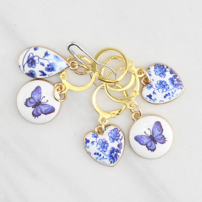 HEARTS AND BUTTERFLIES CERAMIC STITCH MARKER SETS FOR KNITTING AND CROCHET