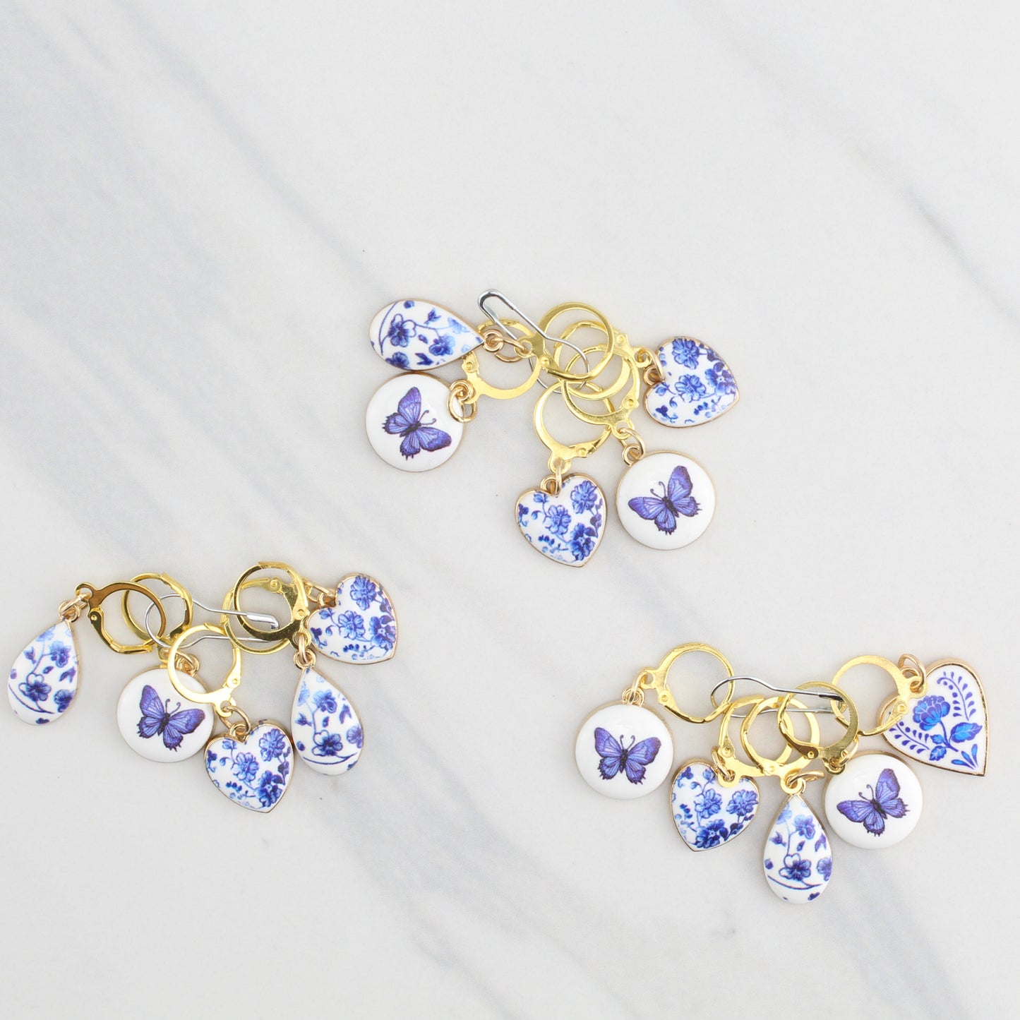 HEARTS AND BUTTERFLIES CERAMIC STITCH MARKER SETS FOR KNITTING AND CROCHET