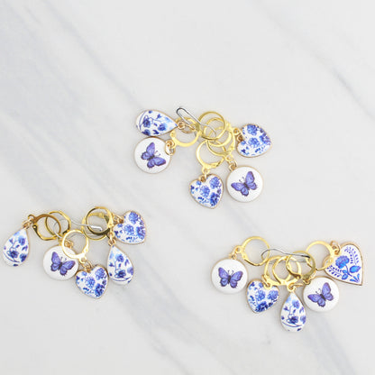 HEARTS AND BUTTERFLIES CERAMIC STITCH MARKER SETS FOR KNITTING AND CROCHET
