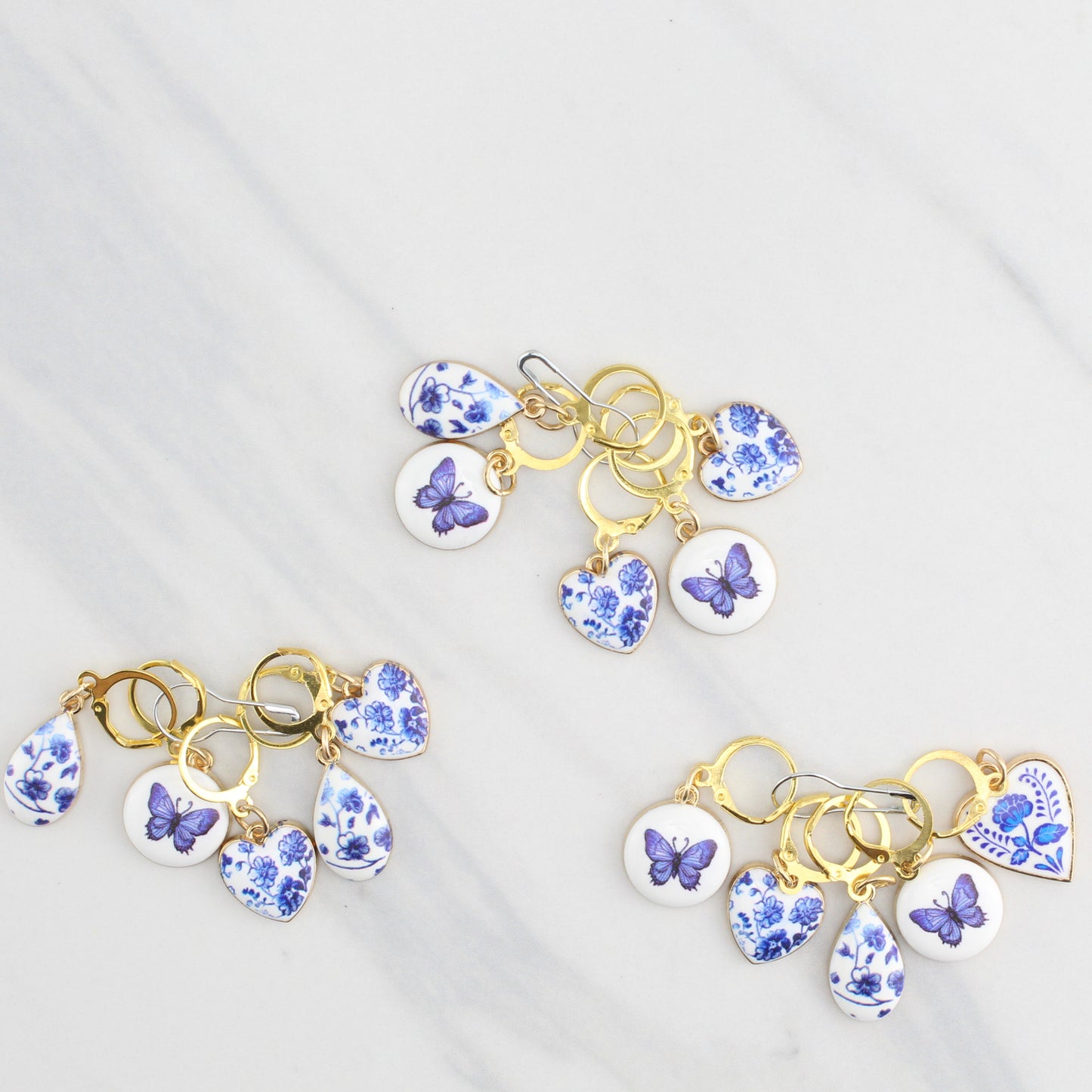 HEARTS AND BUTTERFLIES CERAMIC STITCH MARKER SETS FOR KNITTING AND CROCHET