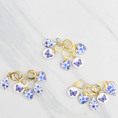 HEARTS AND BUTTERFLIES CERAMIC STITCH MARKER SETS FOR KNITTING AND CROCHET