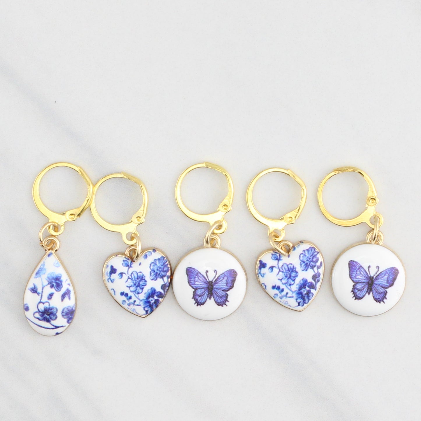 HEARTS AND BUTTERFLIES CERAMIC STITCH MARKER SETS FOR KNITTING AND CROCHET