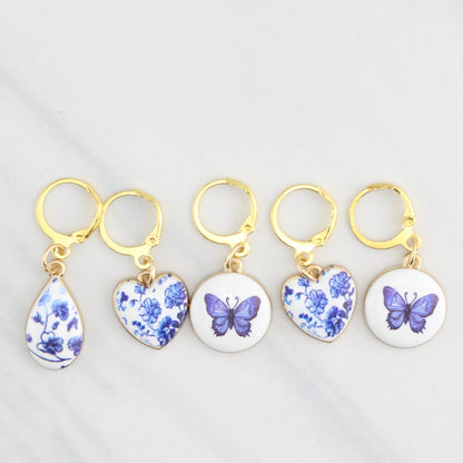 HEARTS AND BUTTERFLIES CERAMIC STITCH MARKER SETS FOR KNITTING AND CROCHET