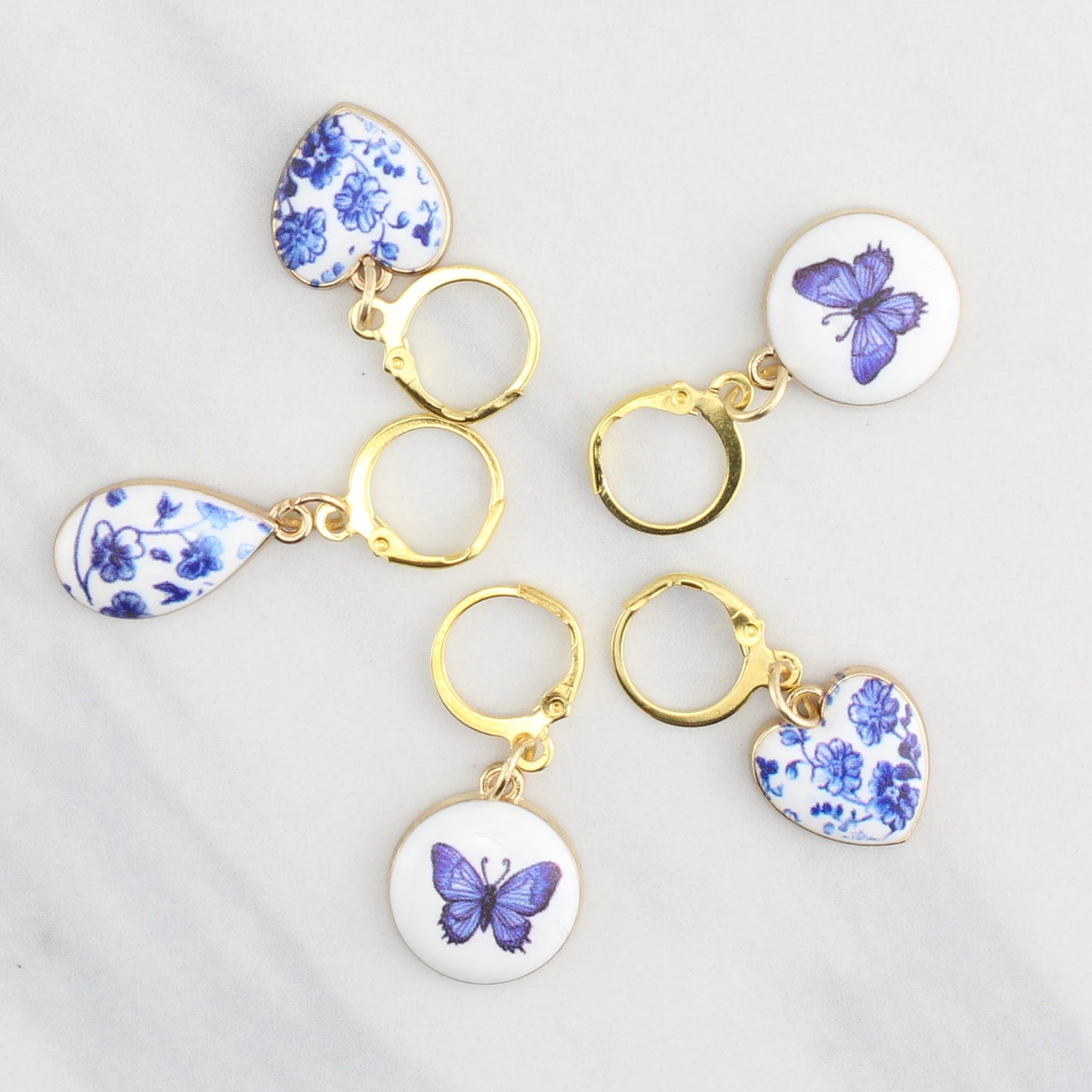 HEARTS AND BUTTERFLIES CERAMIC STITCH MARKER SETS FOR KNITTING AND CROCHET