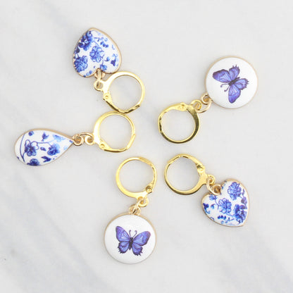 HEARTS AND BUTTERFLIES CERAMIC STITCH MARKER SETS FOR KNITTING AND CROCHET