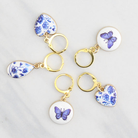 HEARTS AND BUTTERFLIES CERAMIC STITCH MARKER SETS FOR KNITTING AND CROCHET