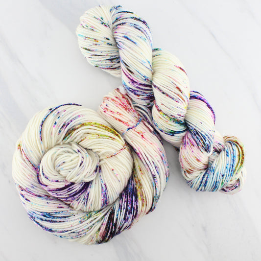 PARTY LIKE IT'S 2029 Hand Dyed on Squoosh Worsted- Speckled Yarn