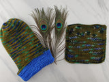 PEACOCK FEATHERS Hand-Dyed Yarn on Sparkly Merino Sock