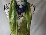 PEACOCK FEATHERS Hand-Dyed Silk Scarf - 8 x 72 inches