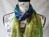 PEACOCK FEATHERS Hand-Dyed Silk Scarf - 8 x 72 inches
