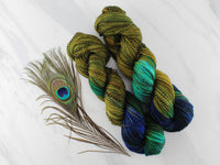 PEACOCK FEATHERS on Stained Glass Sock