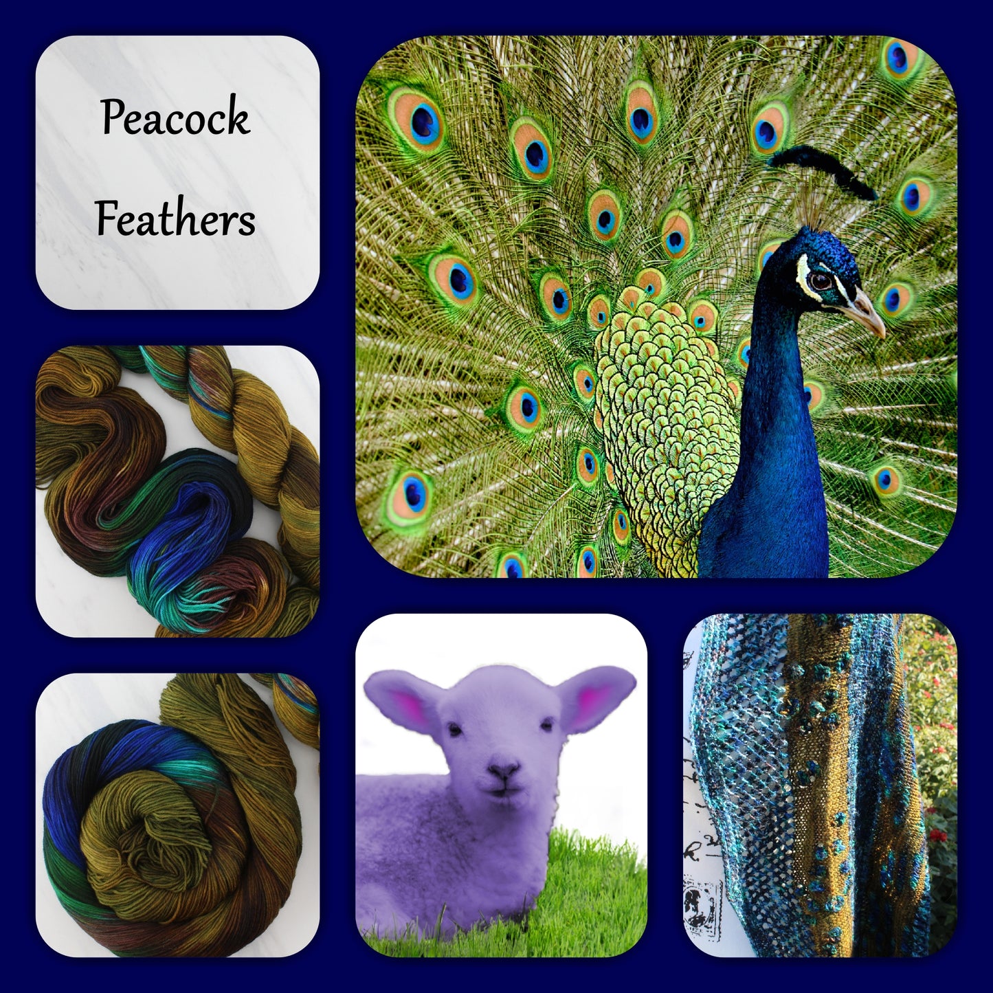 PEACOCK FEATHERS - Yarn Dyed to Order - Assigned Pooling Colorway