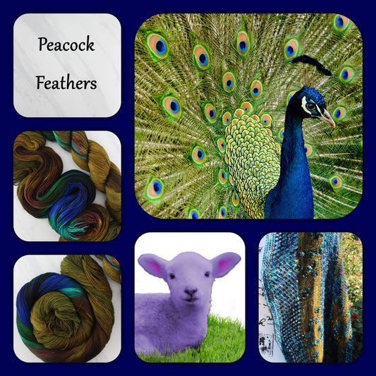 PEACOCK FEATHERS - Yarn Dyed to Order - Assigned Pooling Colorway