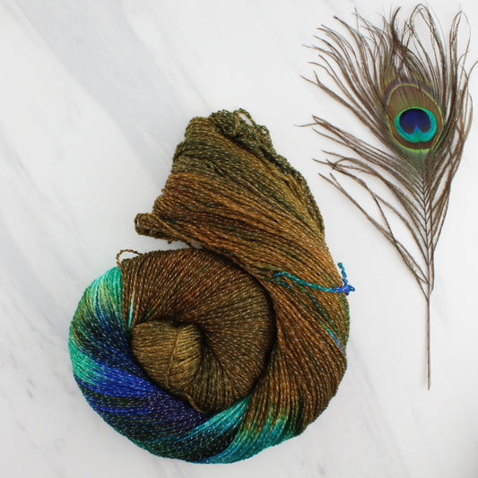 PEACOCK FEATHERS Hand Dyed on Twinkle Fingering  - Assigned-Pooling Yarn