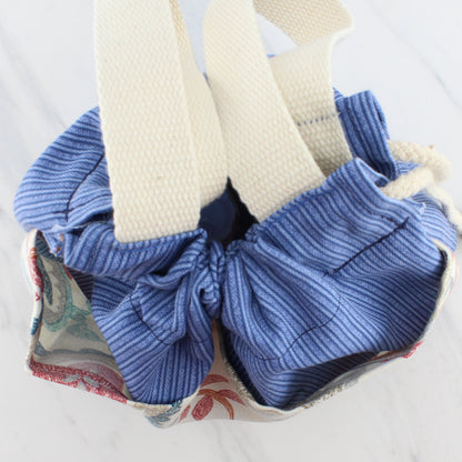 Project Bags - Medium Sized - Light Blue Pinstripe with Paisley Pockets