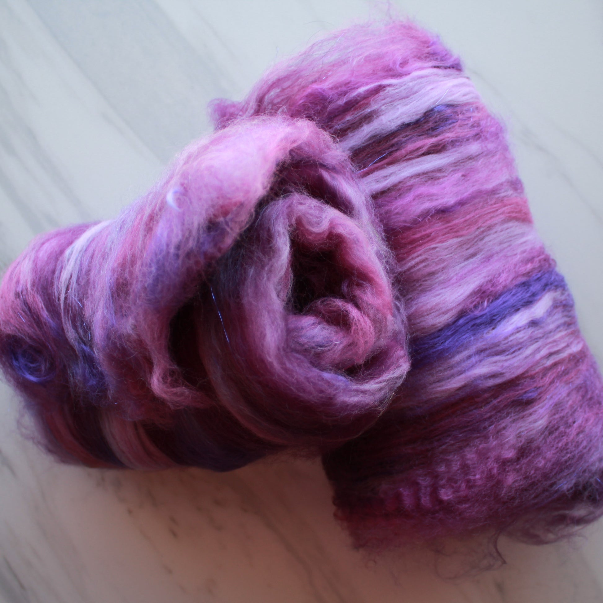 PURPLE DELIGHT Art Batts for Spinning and Felting - Purple Lamb