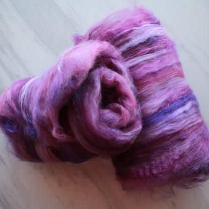 PURPLE DELIGHT Art Batts for Spinning and Felting - Purple Lamb