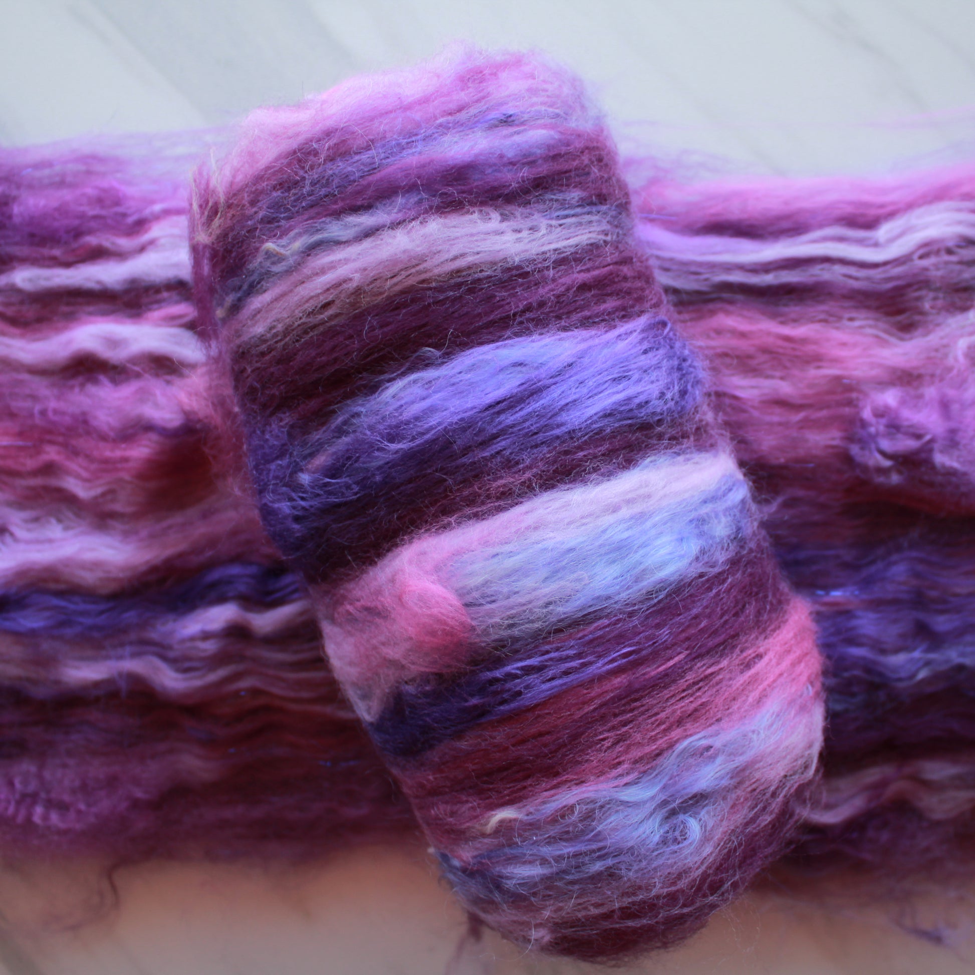 PURPLE DELIGHT Art Batts for Spinning and Felting - Purple Lamb