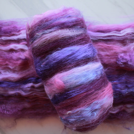 PURPLE DELIGHT Art Batts for Spinning and Felting - Purple Lamb