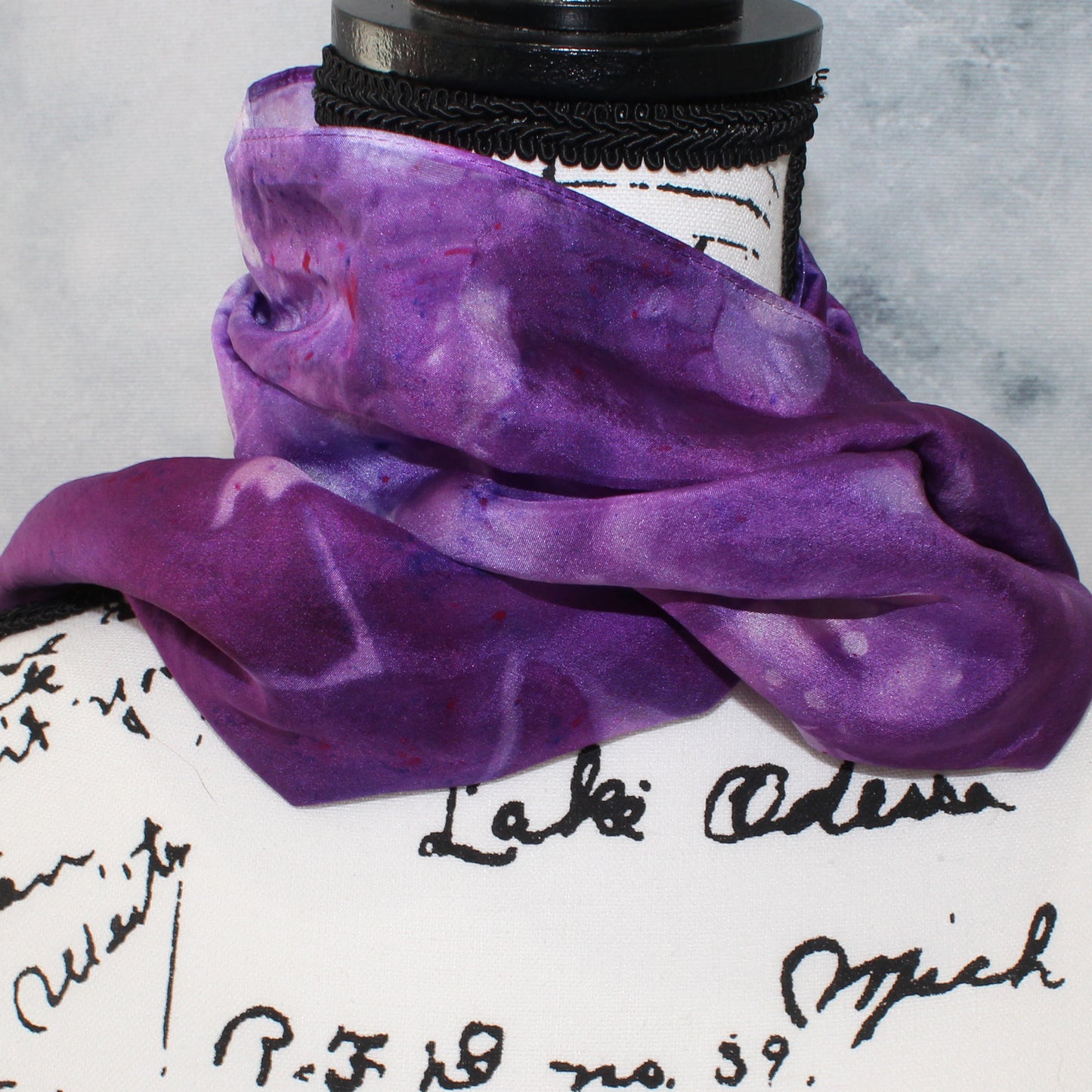 PURPLE DELIGHT Hand-Dyed Silk Scarf - 11 x 60 inches - Purple Lamb