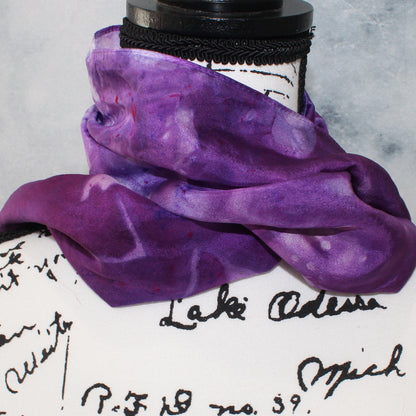 PURPLE DELIGHT Hand-Dyed Silk Scarf - 11 x 60 inches - Purple Lamb