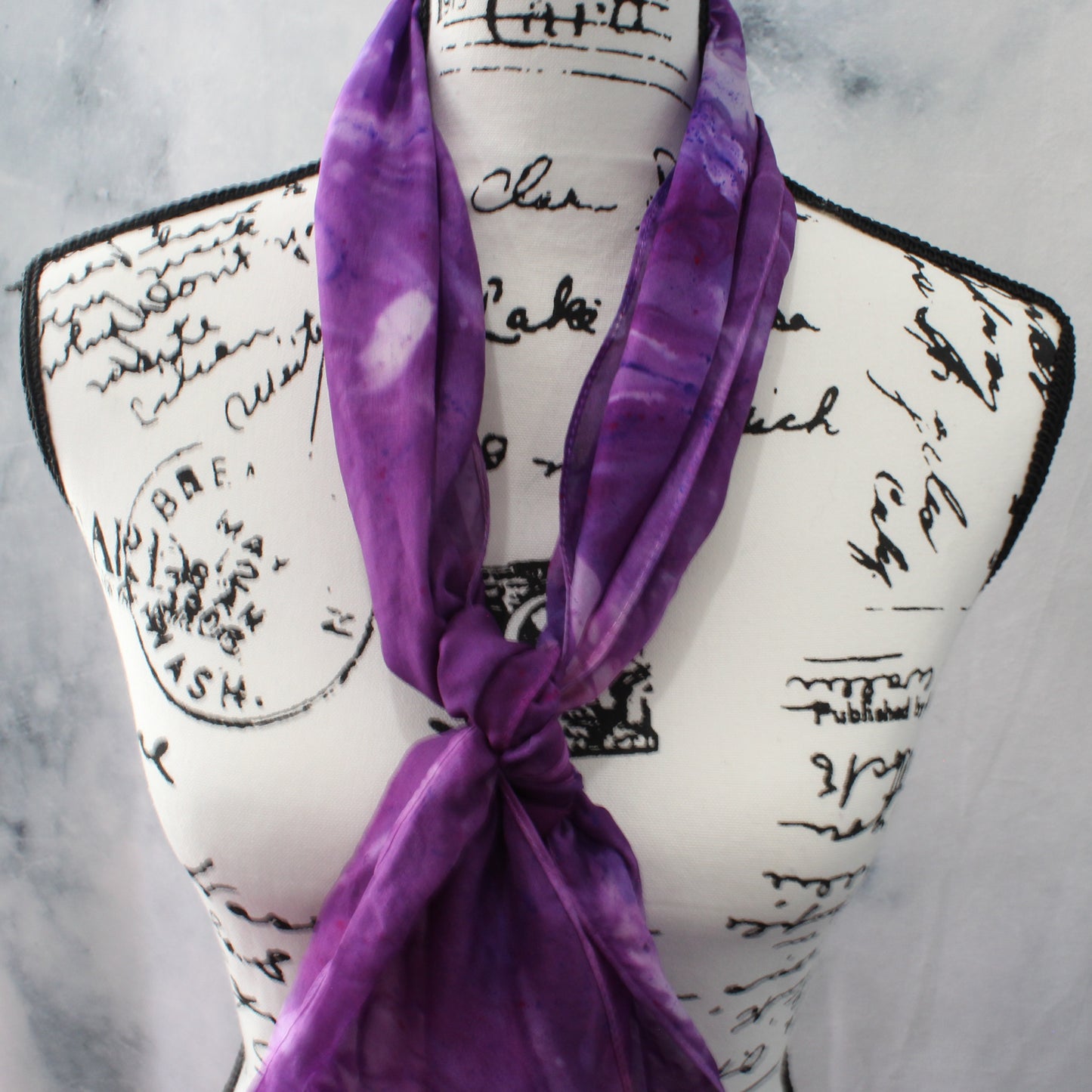 PURPLE DELIGHT Hand-Dyed Silk Scarf - 11 x 60 inches - Purple Lamb