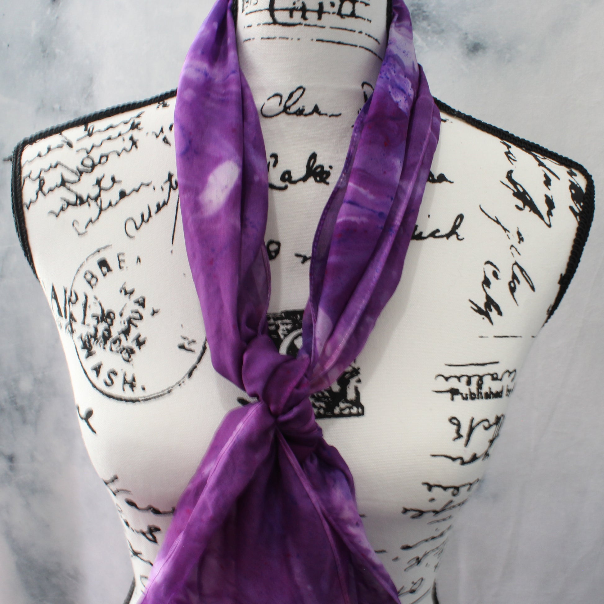 PURPLE DELIGHT Hand-Dyed Silk Scarf - 11 x 60 inches - Purple Lamb
