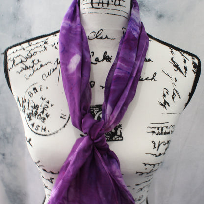 PURPLE DELIGHT Hand-Dyed Silk Scarf - 11 x 60 inches - Purple Lamb