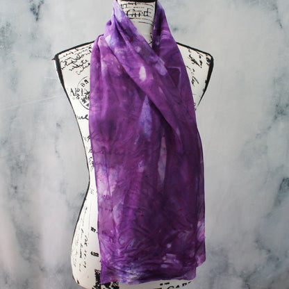 PURPLE DELIGHT Hand-Dyed Silk Scarf - 11 x 60 inches - Purple Lamb