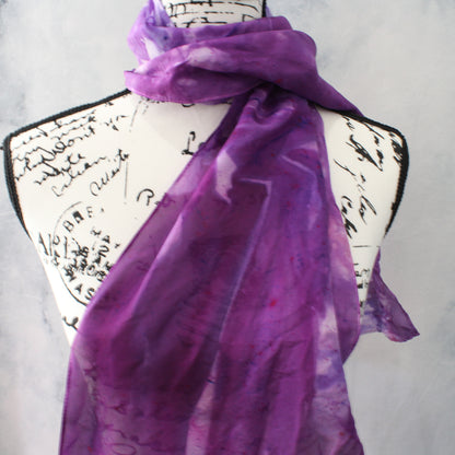 PURPLE DELIGHT Hand-Dyed Silk Scarf - 11 x 60 inches - Purple Lamb