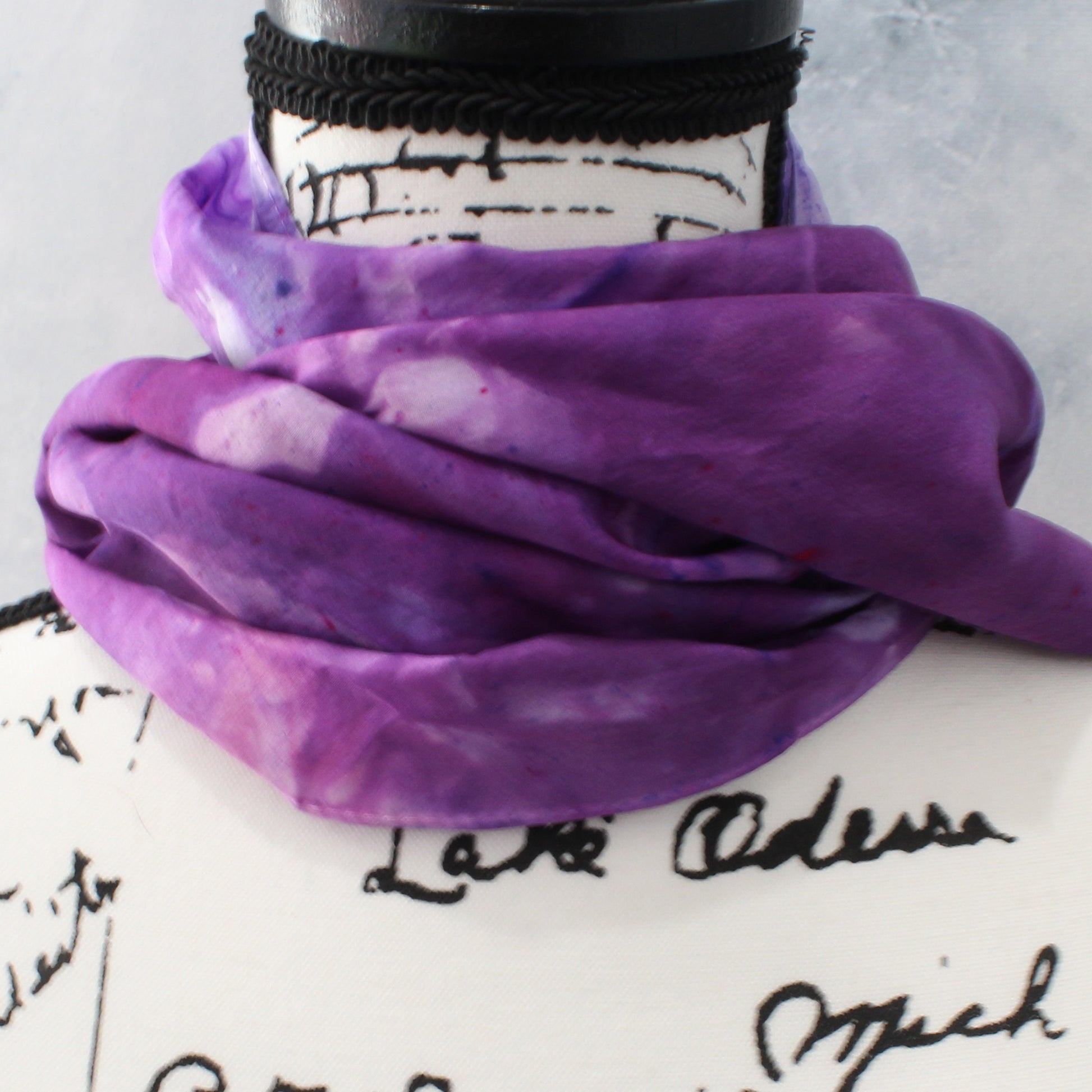 PURPLE DELIGHT Hand-Dyed Silk Scarf - 11 x 60 inches - Purple Lamb